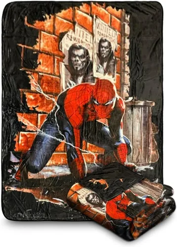 Miniatura 9 de Marvel - Manta de forro polar del 80.º aniversario – Ultrasuave y ligera, montaje clásico de cómic de Iron Man, Thor, Cap, Spidey, lavable a 80