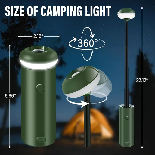 Miniatura 5 de Luces telescópicas para acampar, linterna magnética plegable, luz de campamento portátil regulable alimentada por USB, 2 modos de iluminación