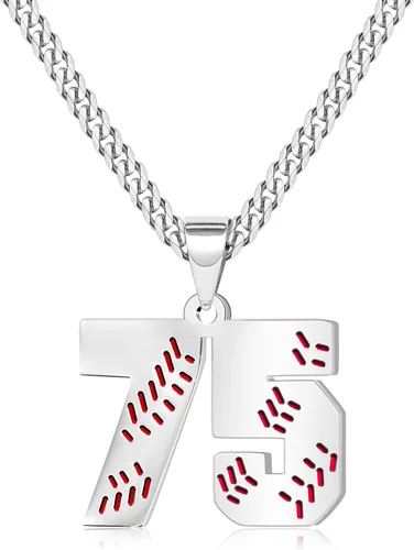 Miniatura 98 de Btysun Collares de béisbol de béisbol número 0-99 dijes de acero inoxidable para hombres, regalos de béisbol, papá, marido, regalo de Navidad