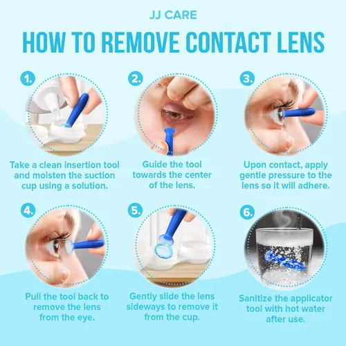 Miniatura 7 de JJ CARE Aplicador de lentes de contacto – Paquete de 4 herramientas de succión para lentes de contacto duras, émbolo de contacto ocular de goma