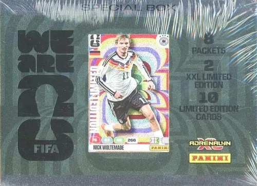 Panini Adrenalyn XL 2026 World CUP Soccer EXCLUSIVE - Caja de coleccionista especial sellada de fábrica con (76) tarjetas que incluyen (12) tarjetas