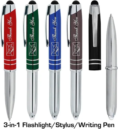 Miniatura 9 de 50 bolígrafos personalizados, linterna, lápiz óptico con texto o logotipo personalizado, paquete a granel, para marketing, fiestas y eventos, surtido