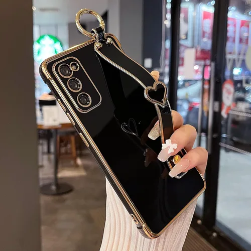 Miniatura 54 de ZTOFERA Funda diseñada para Samsung Galaxy S20 FE 5G, borde chapado de lujo, patrón de corazones de amor con pulsera y función atril, protección
