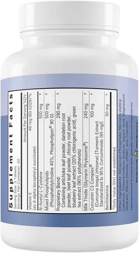 Miniatura 2 de Natural Wellness Apoyo clínico hepático – Mezcla de cardo mariano y curcumina formulada por médicos para desintoxicación, reparación y función