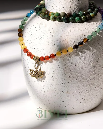 Miniatura 4 de Bivei 7 Chakra 108 Mala Beads Bracelet Real Gemstone Yoga Meditation Hand Knotted Mala Prayer Bead Necklace