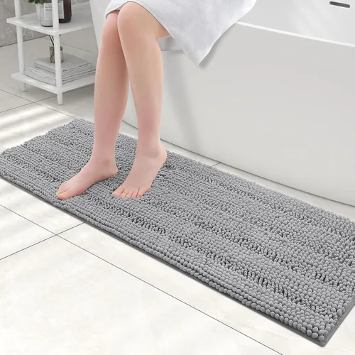 Miniatura 73 de Grandaily Alfombras de baño de felpilla a rayas de 24 x 16 pulgadas, extra gruesas y suaves, absorbentes, parte trasera de goma, alfombra de ducha