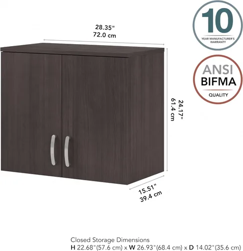 Miniatura 2 de Bush Business Furniture Armario de pared universal para cuarto de lavado con puertas y estantes, gris platino (LNS428PG-Z)
