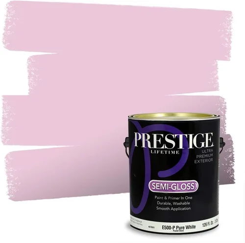 Miniatura 265 de Prestige Paints E100-T-SW6591 Pintura exterior e imprimación en uno, 1 galón, plano, combinación comparable de Sherwin Williams Amaryllis, 1 galón