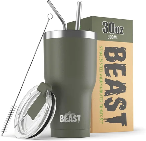 Miniatura 64 de Beast Vaso Térmico de 30 oz de Acero Inoxidable con Aislamiento al Vacío para Café y Hielo de Doble Pared Termo de Viaje (Rojo Arándano)