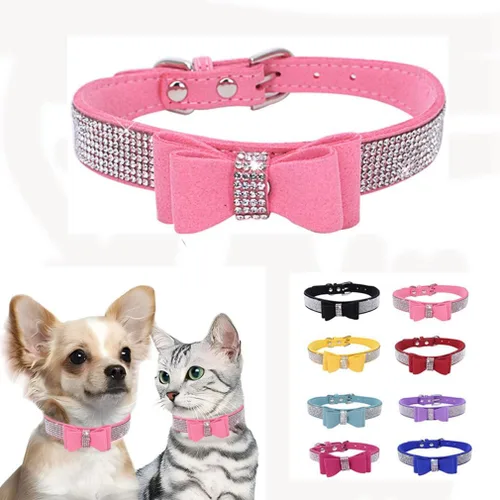 Miniatura 12 de Collares de perro para perros medianos hembras, collar de perro con diamantes de imitación, bonito collar con purpurina para mascotas XXS Xs, S, M
