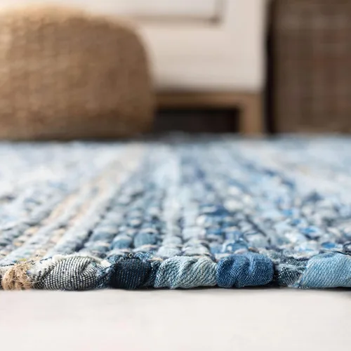 Miniatura 4 de SAFAVIEH Colección Montauk - Alfombra decorativa, 3 x 5 pies, azul, hecha a mano, ideal para zonas de alto tráfico en entrada, sala de estar
