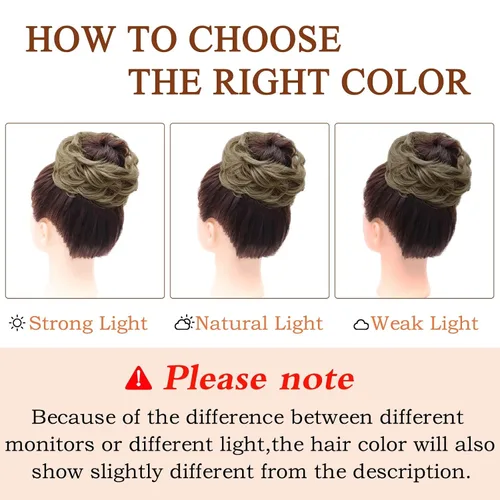 Miniatura 8 de MORICA - 1 pieza de extensiones de cabello sintético tipo moño desordenado, rizado y ondulado para mujeres (rubio cenizo y rubio más claro)