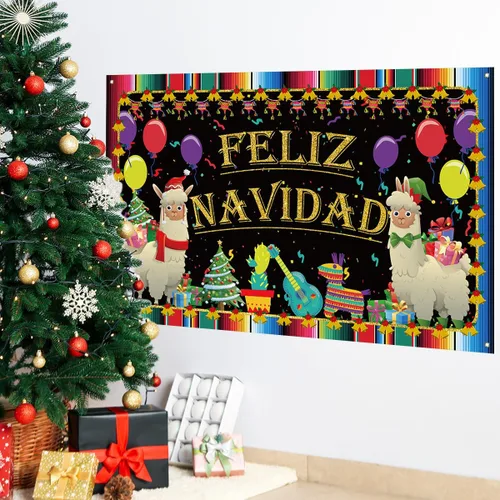 Miniatura 3 de Decoración de Navidad mexicana, telón de fondo de Feliz Navidad, cartel de Feliz Navidad, decoración de Navidad mexicana para el aula y el hogar