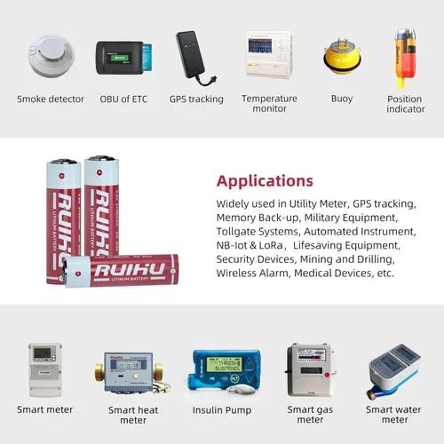 Miniatura 5 de Paquete de 8 baterías de litio ER14505 LS14500 de 3.6 V, tamaño AA 2700 mAh batería de cloruro de tionilo de litio (Li-SOCl2) certificado