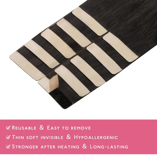 Miniatura 5 de Wennalife - Extensiones de cabello humano real adhesivas, balayage marrón oscuro mezclado con castaño, 10 piezas, 0.70 oz (20 g), 10 pulgadas