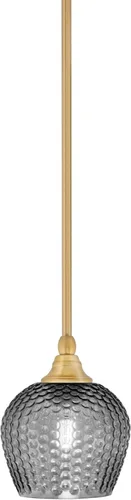 Miniatura 26 de Toltec Lighting Tallo Colgado Mini colgante, acabado de cobre negro, 3.5" cuadrado humo burbuja vidrio