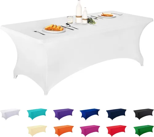 Miniatura 30 de LZY Cubierta de Mesa Elástica Ajustable de Spandex para Mesa Plegable de 6 pies, 4 pies o 8 pies, Mantel de Cóctel Rectangular, Perfecto para Champn