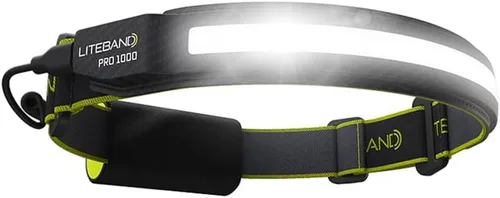 Liteband PRO - Linterna frontal personal ajustable de haz ancho serie 1000, iluminación de 210°, funciona con pilas, se adapta a cascos y cascos