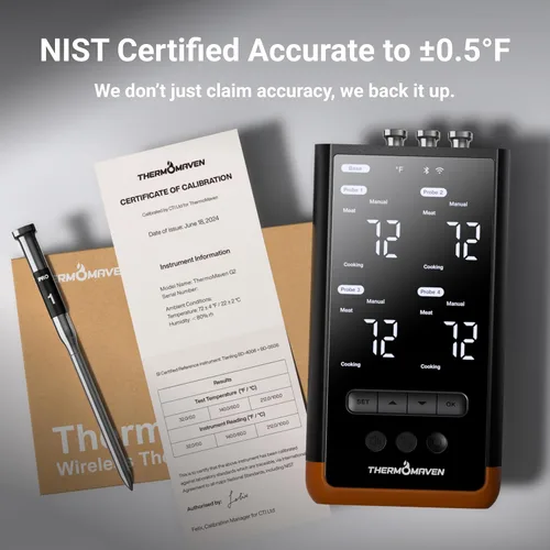 Miniatura 8 de ThermoMaven Termómetro inteligente inalámbrico Bluetooth para carne: Base independiente, termómetro WiFi con Sub-1G, precisión certificada NIST, 6