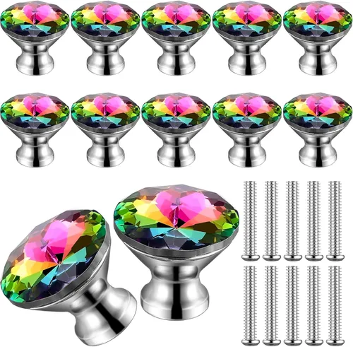 Miniatura 8 de Jetec 20 piezas tiradores de cristal para cajones pomos de gabinete 30mm pomos de diamante para aparador para cajones de aparador cocina estantería
