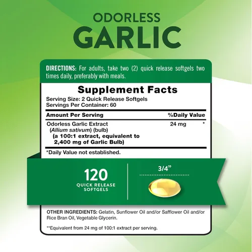 Miniatura 2 de Ajo inodoro 2400 mg 120 cápsulas de gel blando Pastillas de extracto de alta resistencia Sin OMG, suplemento sin gluten por Nature's Truth