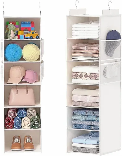 Miniatura 8 de ALLTIDYUP Organizador de armario colgante extra profundo y almacenamiento, organizador colgante de armario de 5 niveles con 4 bolsillos de malla