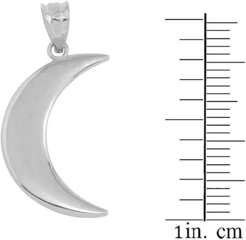 Miniatura 2 de Colgante de plata de ley 925 de alto pulido con dije de luna creciente, Plata esterlina