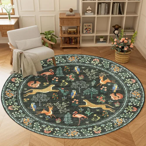Miniatura 226 de DUKINO Alfombra de área de 6 x 9 pies, alfombra floral para sala de estar, ligera, antideslizante, lavable, alfombra de interior de pelo bajo