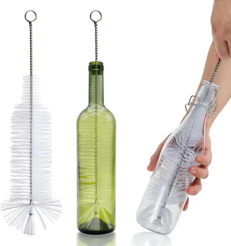 Cepillo para botellas, ideal para limpiar botellas de cuello estrecho con parte superior oscilante, cerveza, vino, cerveza, refrescos, aerosoles,