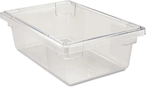 Rubbermaid Commercial Products Caja/Tote de almacenamiento de alimentos de policarbonato, 3.5 galones, transparente, para
