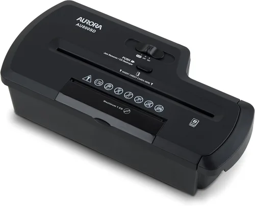 Aurora AU800SD trituradora profesional de corte en tiras para papel/CD/tarjetas de crédito sin papelera, trituración en tiras de 8 hojas sin