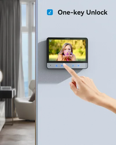 Miniatura 8 de TMEZON Sistema de intercomunicador con vídeo con cable, timbre de puerta de vídeo de 7 pulgadas con soporte de visión nocturna, desbloqueo remoto