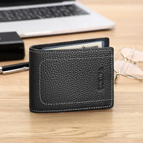 Miniatura 8 de Billetera para hombre billetera pequeña con bolsillo frontal bloqueo RFID carteras delgadas de cuero de grano superior tarjetero para tarjetas