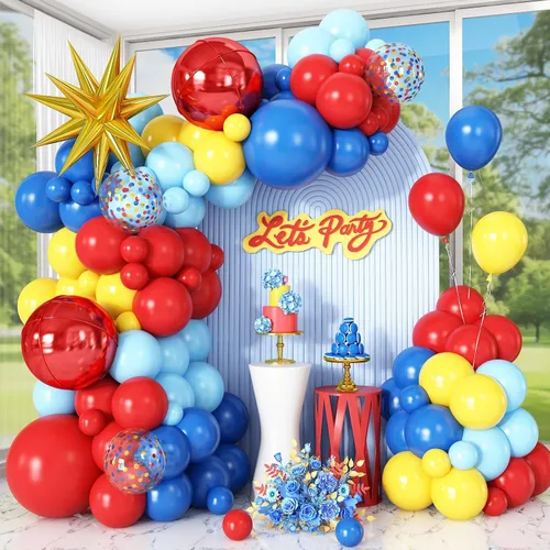 Miniatura 8 de Kit de guirnalda de arco de globos de color azul, blanco y plateado con globos de bola de discoteca, globos de papel de aluminio de estrella