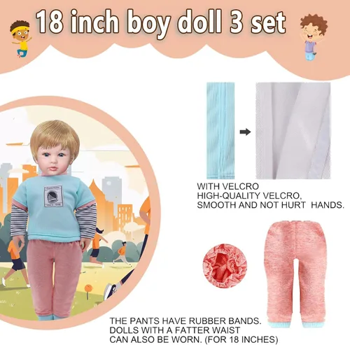 Miniatura 4 de Ropa de muñeca de 16 pulgadas para niño, ropa casual, chaqueta a cuadros, pantalones, trajes deportivos con trajes de esmoquin para accesorios