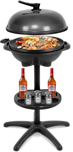 Giantex Parrilla Eléctrica para Interiores y Exteriores, Placa de Parrilla Antiadherente, 3 Zonas de Cocción, Control de Temperatura, Bandeja de