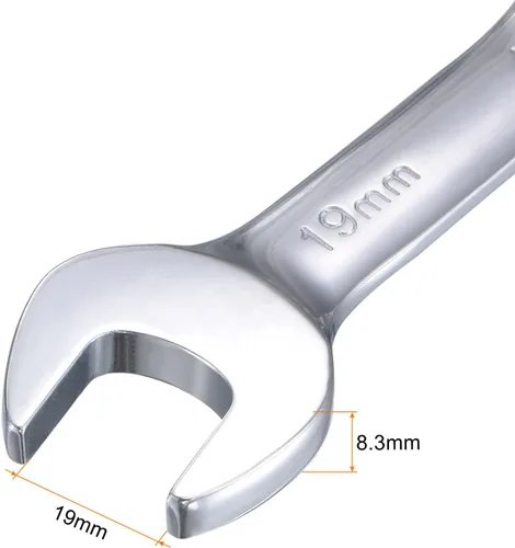 Miniatura 4 de uxcell Llave combinada de trinquete rechoncha de 0.748 in métrica 72 dientes 12 herramientas terminadas en caja de puntos, CR-V