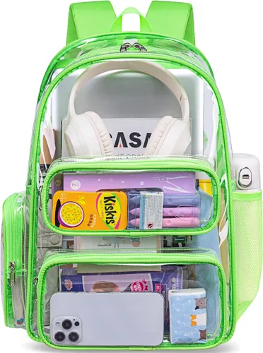Miniatura 163 de CAMTOP Mochila transparente resistente y transparente para estudiantes, escuela, trabajo, festival, viajes, deportes, Beige, Mediana, Camtop Mochila