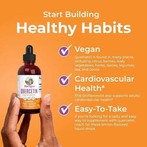 Miniatura 6 de MaryRuth Organics - Gotas líquidas de quercetina, sin azúcar, 500 mg para adultos de 18 años en adelante, salud cardiovascular para adultos