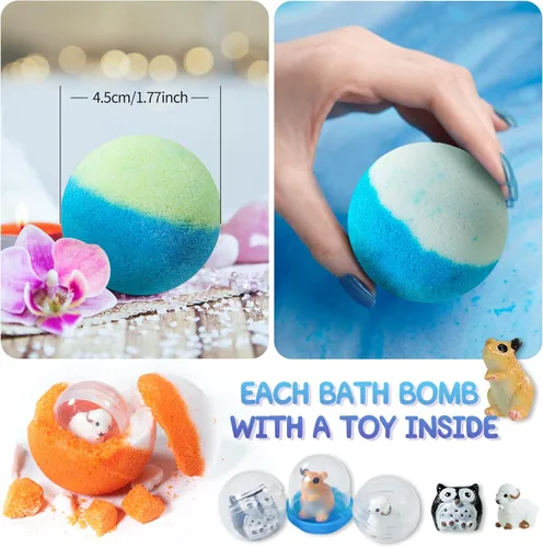 Miniatura 2 de Set de regalo de bomba de baño con juguetes en el interior, paquete de 20 bombas de baño orgánicas para niños, bolas gaseosas hechas a mano seguras