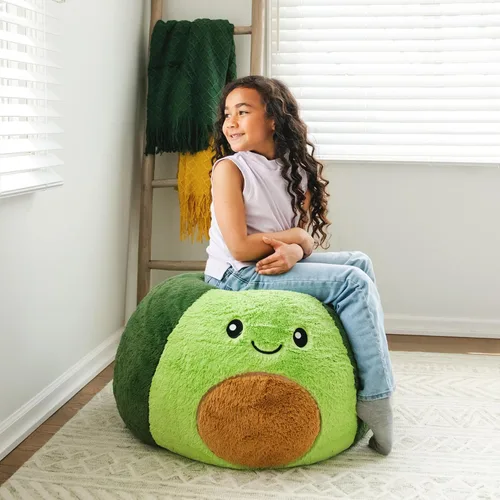 Miniatura 5 de Big Joe Avocado PlushiPals - Puf súper suave para niños, mezcla de poliéster de felpa ultrasuave, 2.5 pies recargable