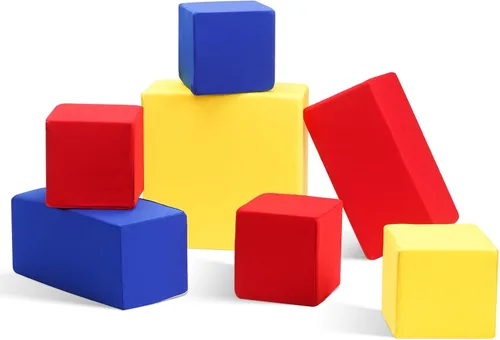 Bloques de espuma para niños pequeños, bloques de construcción suaves para niños pequeños, bloques apilables coloridos para niños, 7 piezas