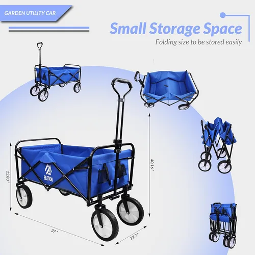 Miniatura 3 de Elevon Marco de acero resistente plegable de 150 libras de capacidad para acampar al aire libre, jardín, carro utilitario para patio, color azul