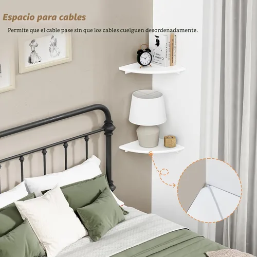 Miniatura 6 de Forbena Juego de 4 estantes flotantes de esquina blanca para pared, estantes de esquina redondeados montados en la pared para libros de dormitorio