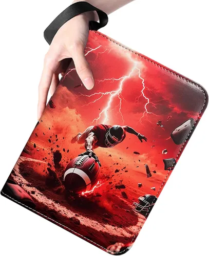 Miniatura 6 de Carpeta de tarjetas de fútbol con 400 bolsillos, álbum de tarjetas intercambiables impermeable con 50 fundas extraíbles, 3 anillos con cremallera