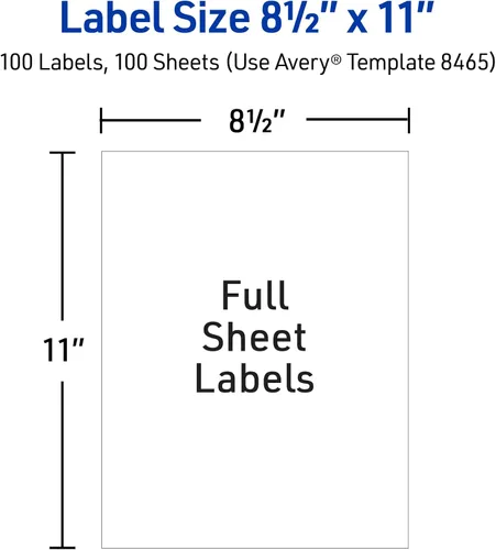 Miniatura 5 de Avery Full-Sheet Printable Shipping Labels, 8.5" x 11" Customizable Stickers, White, 100 Blank Mailing Labels, Great for Mailing, Shipping