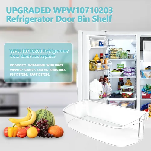 Miniatura 5 de WPW10710203 W10710203 Estante de puerta de refrigerador para Whirlpool wrs588fihz00 wrs588fihz04 wrs588fihz06 msf25d4mdm02 Contenedor de estante
