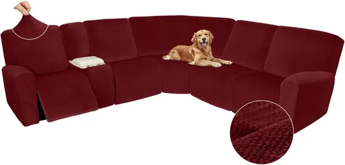 Miniatura 549 de Arfntevss Fundas de sofá seccional reclinable de terciopelo, Funda de sofá seccional de esquina para sofá reclinable, Funda elástica suave