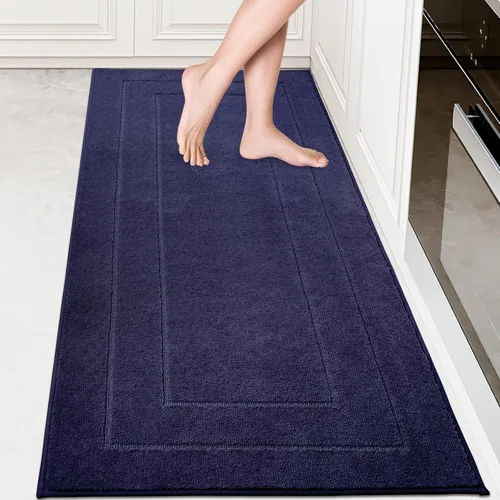 Miniatura 23 de PURRUGS Juego de 2 alfombras de cocina lavables a máquina (24 x 35.5 + 24 x 59 pulgadas), alfombras de pasillo de cocina antideslizantes y Marrón