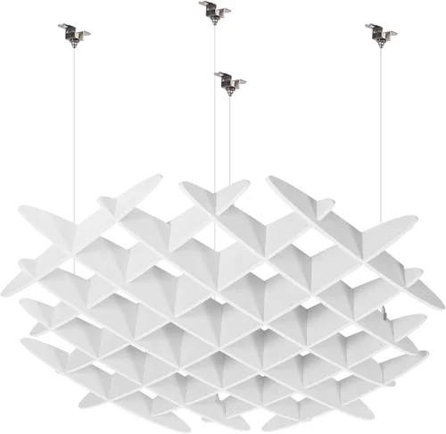 Panel de Techo Acústico VIVO de Celosía, Absorbedor de Sonido Colgante Hexagonal, Moderna Lámpara de Techo para Reducción de Ruido, Blanco, PP-CW01W